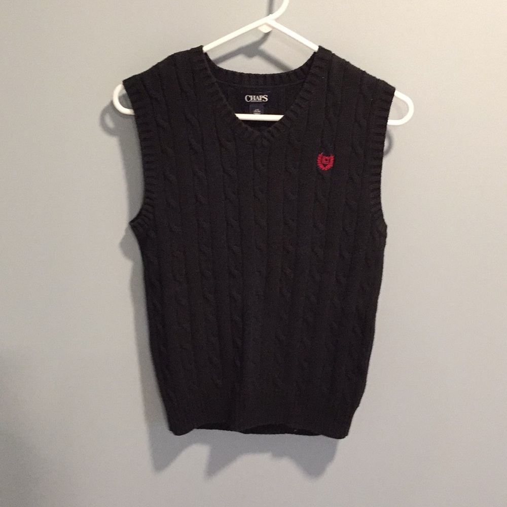 Chaps large (14-16) black sweater vest